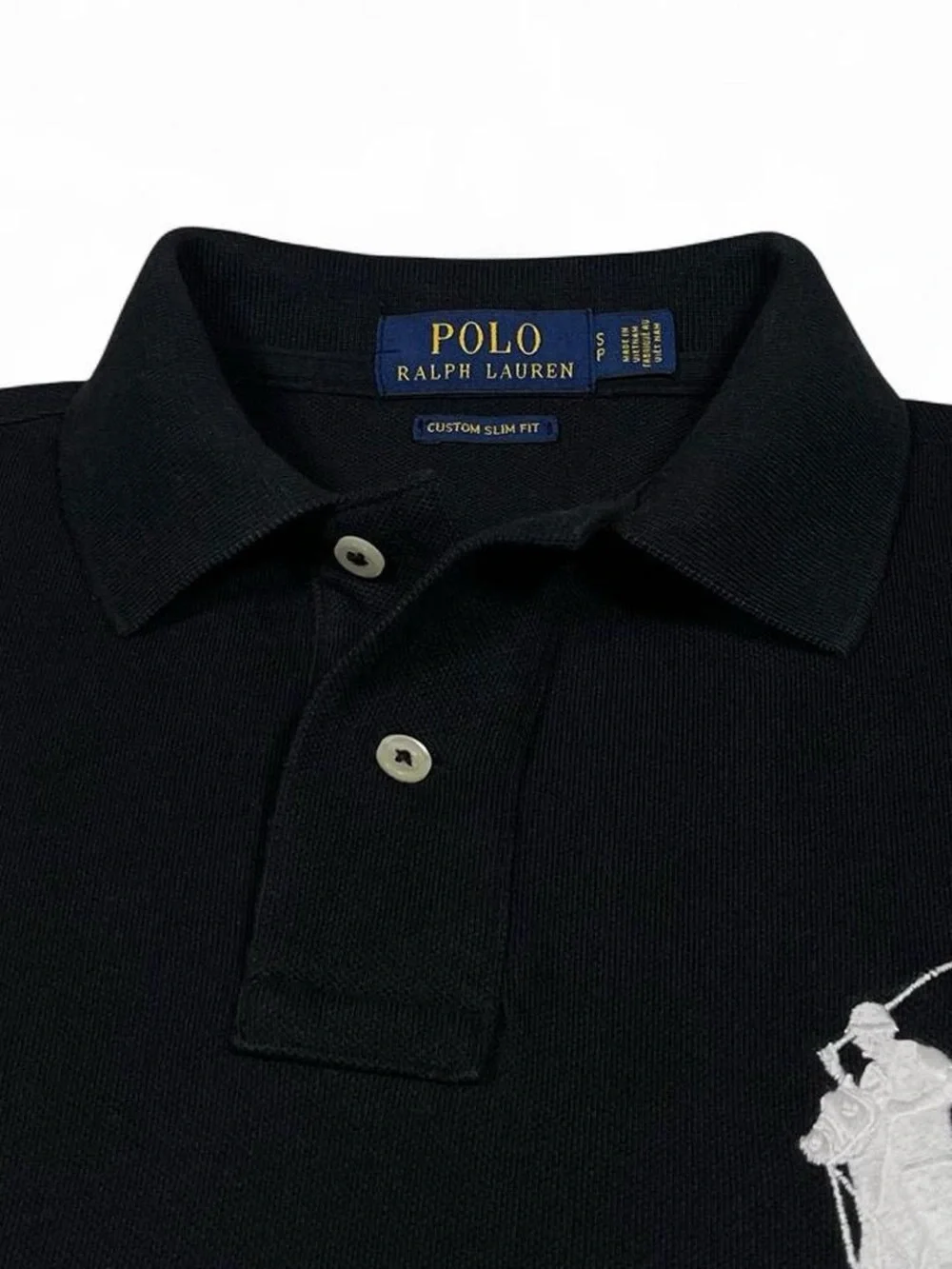 NWOT Polo Ralph Lauren BIG Pony 3 Custom Slim Fit Black Polo Shirt Men’s Size S